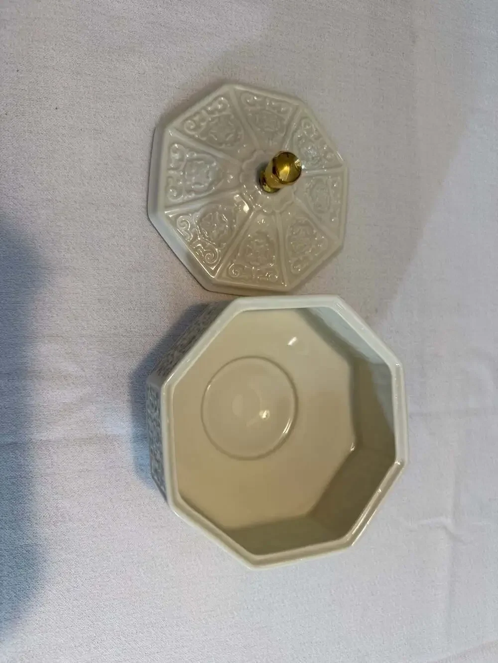 Vintage Lenox Chatham Ivory Porcelain Candy Dish with 24K Gold Trim
